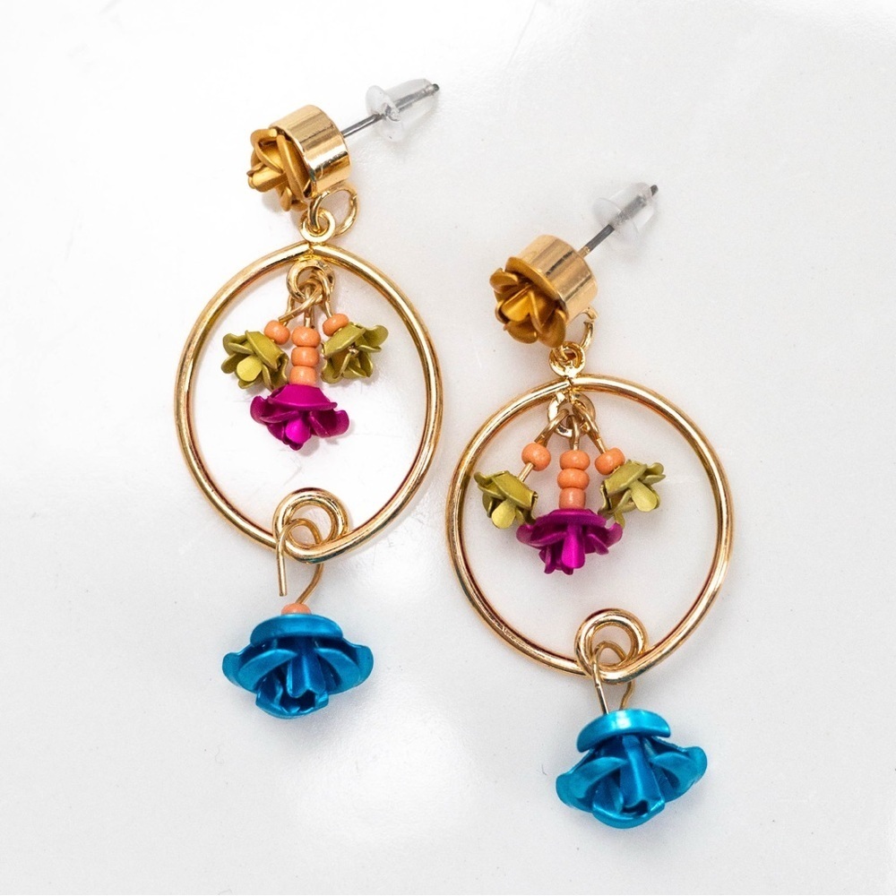 Anthropologie Mora Floral Gold Earrings View 4